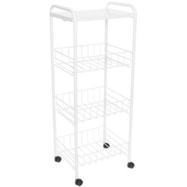 Imagem de Fruteira 3 Cestos Com Tampo De Madeira White - Metaltru