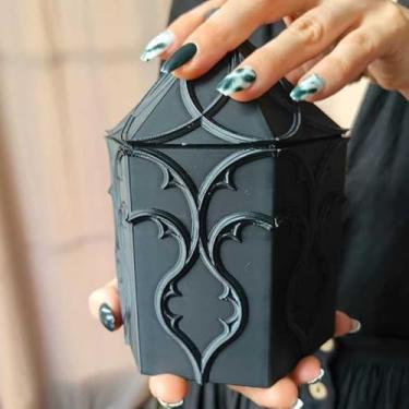 Imagem de Porta-Joias Gótico Hexagonal para Brincos Colares Pulseiras Bijuterias Organizador Armazenamento Caixa Multifuncional