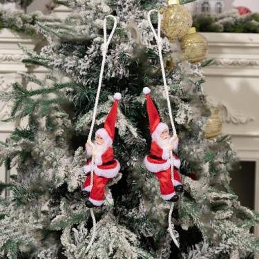 Imagem de 1 peça de enfeites de pendurar na parede pingente de corda de escalada de Papai Noel reutilizável festivo escalada ornamentos de Papai Noel, 60 * 7 cm (estilo vermelho)