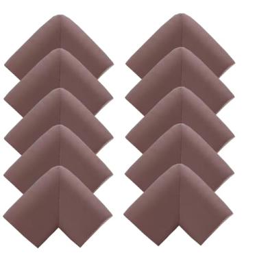 Imagem de Pacote com 10 protetores de canto de espuma de borracha macia para uso em L, proteção de canto de espuma de borracha pré-colada de segurança para lareira, mesa, escada, armário, marrom