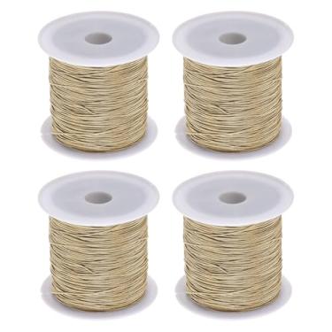 Imagem de Generic 4 rolos de cordão de nylon 40 jardas 0,4 mm para fazer pulseiras, joias, cordão de nó chinês, colares Kumihimo, pulseiras da amizade e artesanato, cáqui