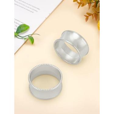 Imagem de 2 peças de anéis de guardanapo de contas de cristal de liga, enfeite de guardanapo de prata para configurações de mesa, mesa de jantar de festa de Natal de casamento, cerca de 4,7 x 2,3 cm
