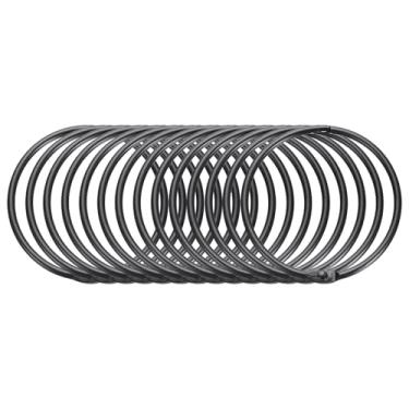 Imagem de 14 anéis de cortina de chuveiro, 2 polegadas ID ferro redondo snap ganchos de cortina de chuveiro deslizam suavemente ganchos de chuveiro para varões de cortina de chuveiro de banheiro, preto