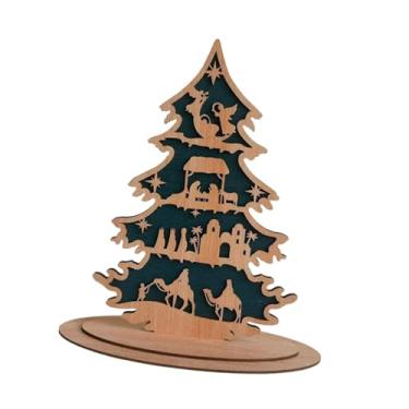 Imagem de IEUDNS Decoração de Natal: Pequena Árvore de Natal, Presente de Natal, Placa de Madeira, Decoração de Mesa para Casa de Campo de Inverno, Prateleira, Sala de, Style E