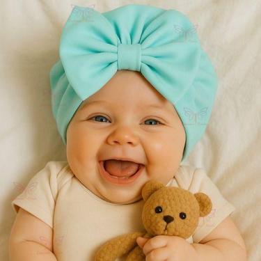 Imagem de Touca Gorro Turbante Com Laço Infantil Bebê Menina Recém Nascida a 06 