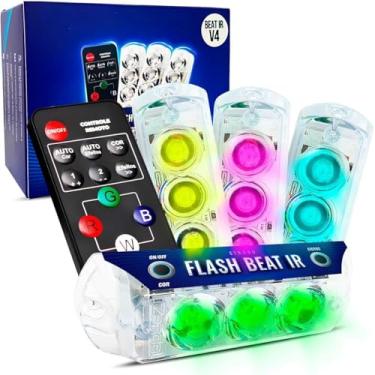 Imagem de Kit 4 Strobos Flash Beat IR V4 Com Controle 10 Efeitos 7 Cores RGB Zendel