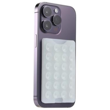 Imagem de BIAJIYA Suporte de cartão de sucção para capa de telefone, carteira de silicone Octo Cup Buddy na parte de trás de smartphones, carteira adesiva mãos livres para iPhone, vídeos e selfies (transparente