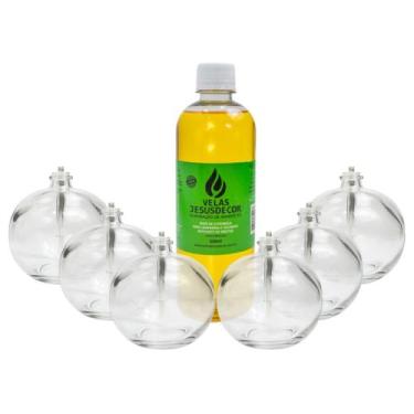 Imagem de Conjunto De 6 Velas Lamparinas Com Óleo Essência De Citronela 500ml - 