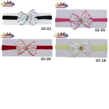 Imagem de 1 Faixa Tiara Bebê Recém Nascido Meia De Seda Slin 02 Fina C/ Laço - M