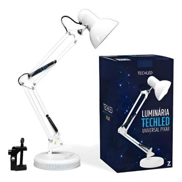 Imagem de Luminária De Mesa Articulável Branca Abajur Techled Estudo L