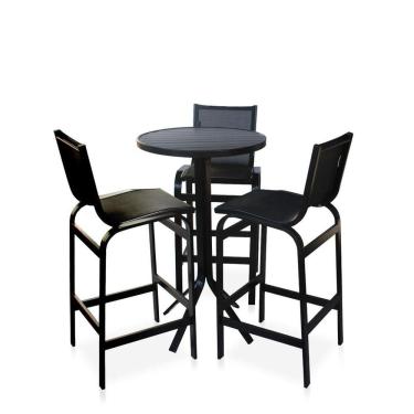 Imagem de Conjunto Mesa Bistrô Com 3 Banquetas Para área Externa - Preto