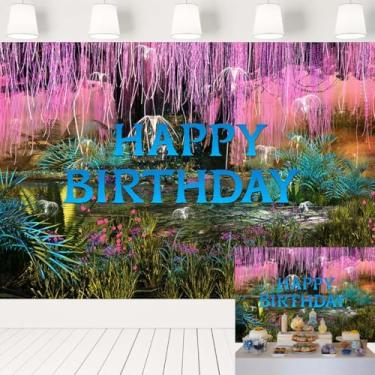 Imagem de Pano de fundo mágico de árvore doméstica para festa de aniversário, paisagem de planeta misterioso, cenário fotográfico, banner florestal para mesa de bolo 2,1 x 1,5 m 22