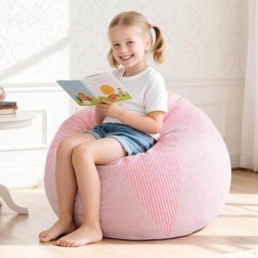 Imagem de Homguava Poltronas de feijão de 6 m, saco de feijão, confortável, espuma viscoelástica para adolescentes, veludo envelhecido e veludo cotelê, capa lavável para sala de estar, casa (veludo cotelê, rosa