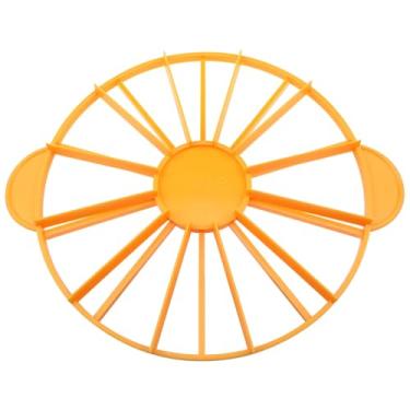 Imagem de Lovelysp Conjunto de peça única cortador de bolo de queijo fatiador de bolo de 10 ou 12 marcações de peso de bolo de dupla face para pastelaria e corte com alça (amarelo, diâmetro 27 cm/10,6 polegadas