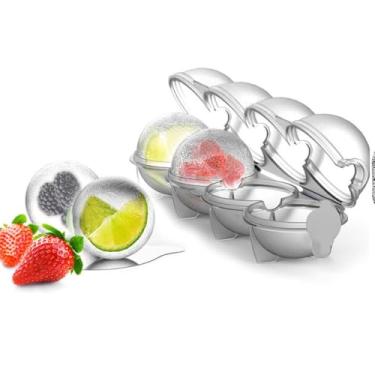 Imagem de Forma de Gelo Esfera, 4 Esferas Grandes de 5,5cm, Plástico, para Whisky e Bar, 23 x 6,5 x 5,5 cm, Capacidade 250ml