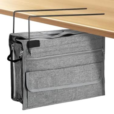 Imagem de OMISTAR Organizador de mesa para pasta de arquivos suspensa com moldura de metal, organizador lateral de mesa de 36,8 x 14 x 29 cm, suporte de arquivo multicamadas para escritório, casa, escola