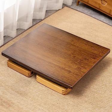 Imagem de Mesa de centro portátil com pernas dobráveis, mesa de chá de tatame japonês dobrável, bandeja de mesa baixa de chão, sofá e console para café da manhã, bandeja de servir jogos