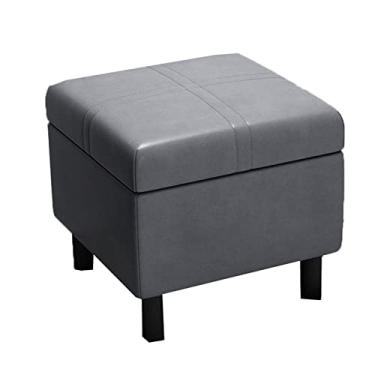 Imagem de ZABEES Banqueta leve de luxo para sofá, banco de armazenamento com pernas, banco baixo para uso doméstico, assento acolchoado para sala de estar