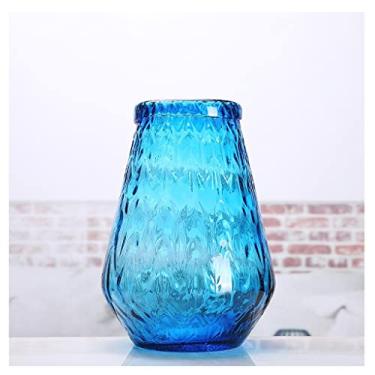 Imagem de Vaso Jarrón Vidro criativo s decoração de casa hidropônica planta garrafa de flores recipientes coloridos terrário mesa para flores (cor: azul, tamanho: 22 cm) decoração de casa (cor: azul, tamanho
