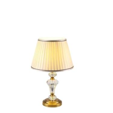 Imagem de Luminária de mesa retrô europeia com cristais, ideal para quarto ou mesa de cabeceira, aconchegante e moderna, com intensidade de luz ajustável (Tipo A - Bege).