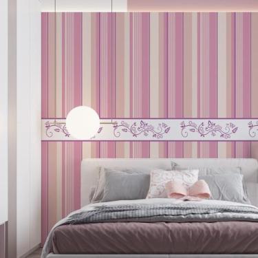 Imagem de Papel De Parede Adesivo Baby Listrado Rosa - 3,0M - Gh Papel De Parede