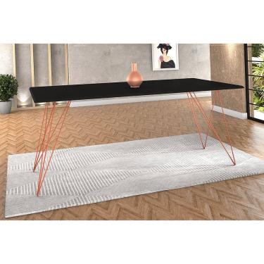 Imagem de Mesa De Jantar Trama Plus Base Cobre Com Tampo Preto 150 X 90 - New Green