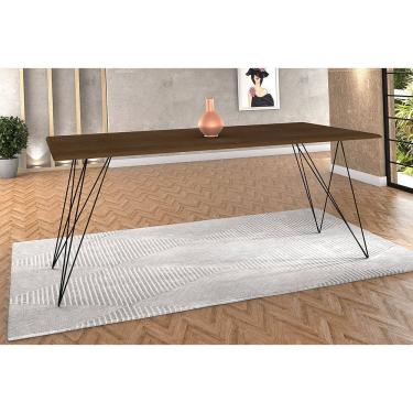 Imagem de Mesa De Jantar Trama Plus Base  Preto Com Tampo Amêndoa 150 X 90 - New Green