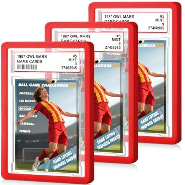 Imagem de Pacote com 3 placas de cartão classificadas com amortecedor de laje PSA, protetor de placa de TPU rígido PSA para cartas classificadas, cartas de beisebol, placas rígidas de acrílico com posição de