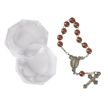 Imagem de Mini Terço com Embalagem Italiana - SJO Artigos Religiosos, Marrom Esc