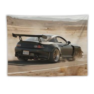 Imagem de HouLaiZhe JDM Tapeçaria de carro preto guerreiro velocidade carro esportivo Sup pendurar na parede quarto decoração de casa tapeçarias estética piquenique decoração de parede arte de parede para