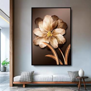 Imagem de Quadro Decorativo Sépia Floral Romantico, com Moldura Preta Retangular de 2cm, ideal para Sala, Quarto Escritótio e Hall de entrada. Tamanho 60X90 cm.