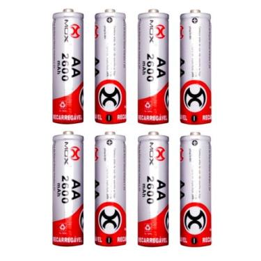 Imagem de Kit com 8 Pilhas Recarregáveis AA MOX Premium 2600mAh