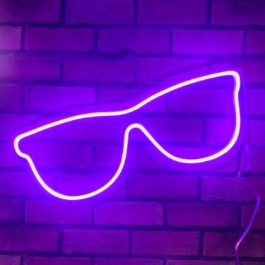 Imagem de Painel Neon Led Iluminação Decoração Óculos Loja 55cm (Roxo)
