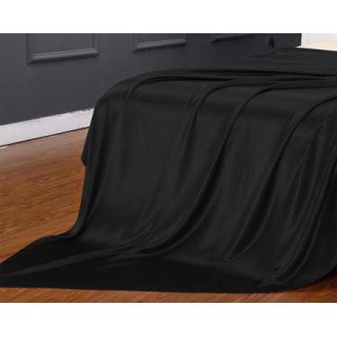 Imagem de Lençol Superior Avulso Casal King Cetim Seda Preto Brilho - Lm Detona