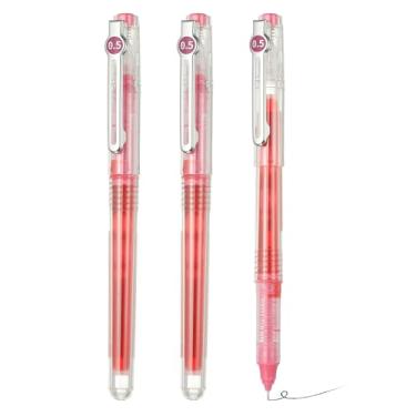 Imagem de PATIKIL Caneta esferográfica de tinta líquida rosa e vermelha, 3 peças de grande capacidade de secagem rápida de 0,5 mm, para escritório, arte, artesanato, scrapbooks, desenho, diário (ARPM2401C1)
