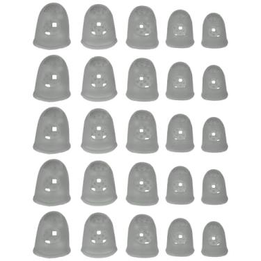 Imagem de PATIKIL Pontas de dedo de borracha, 5 tamanhos, 40 peças, protetor de dedo de guitarra de silicone, acessórios de tricô para costura manual de papel, classificação de dinheiro, contagem de guitarra