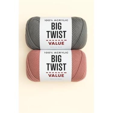 Imagem de Pacote com 2 fios Big Twist Value - cinza médio e rosa claro, 100% acrílico, novelos de 170 g (380 m cada), 2 cores, 1 novelo cada.
