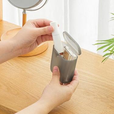 Imagem de Organizador de cabos de dados portátil, fone de ouvido de viagem, caixa de armazenamento de moedas, gaveta à prova de poeira, caixa de armazenamento de batom de cosméticos (cinza)