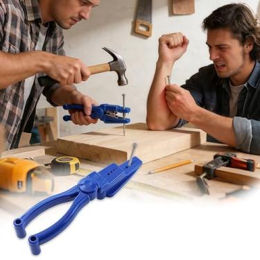 Imagem de Ferramenta de assistência de unhas com proteção de segurança – braçadeira de unha de aço de 24 cm e guia de martelo, alça antiderrapante para cimento, marcenaria e projetos DIY, design de proteção de
