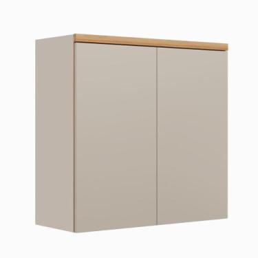 Imagem de Armário Aéreo 2 Portas Allure Linea Brasil 80cm MDF, Jequitiba/Gris Fo
