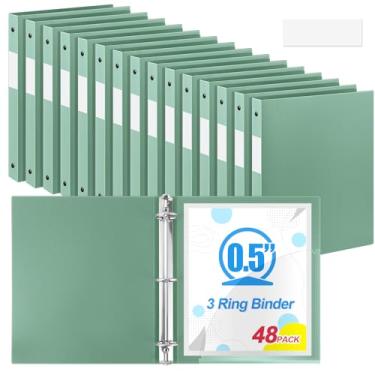 Imagem de Henoyso 48 fichários de 3 anéis redondos de 1/5.1 cm, tamanho carta, 20 cm x 28 cm, fichário flexível de plástico, comporta 100 folhas com 1 bolso, organizador versátil para escritório, casa, escola