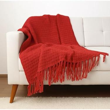Imagem de Manta Xale Para Sofa Poltrona 2,0x1,2m Artesanal Favo de Mel manta gigante para sofá sofa grande(Vermelho)