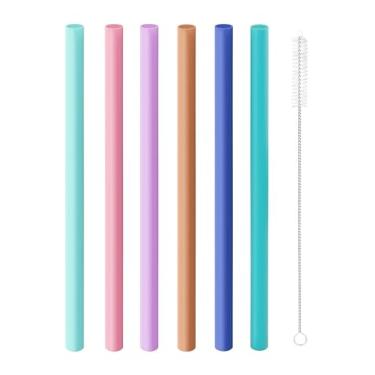 Imagem de Joshey 6 canudos de substituição para garrafas de água Owala FreeSip 680 g e 946 ml - Canudos de plástico reutilizáveis com 1 escova de limpeza, peças de acessórios de copo de viagem - 6 cores