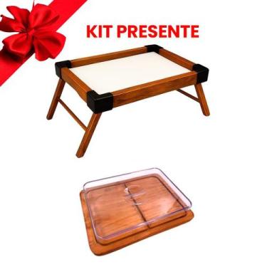 Imagem de OFERTA OFERTA KIT Mesinha e Porta Frios de Madeira Rustica tampa de Ac