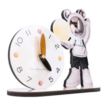 Imagem de WALFRONT Relógio de Mesa Com Tema Espacial, Relógio de Parede Artístico Silencioso Moderno para Quarto de Estudo, Escritório, café, Design Futurista de Homem Espacial Com Movimento Silencioso 9,06 X