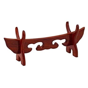 Imagem de Suporte de exibição de espada Suporte de exibição de espadas Samurai Rack de madeira Katana Wakizashi Suporte de exibição de espada (vermelho 24 x 9,7 cm) (vermelho 14 x 6,5 cm)