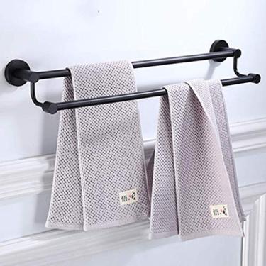 Imagem de CGKs6anmU Toalheiro duplo para banheiro toalheiro de parede de aço inoxidável para cozinha, hotel, escritório, preto, moderno, idoso, 110 cm (90 cm)