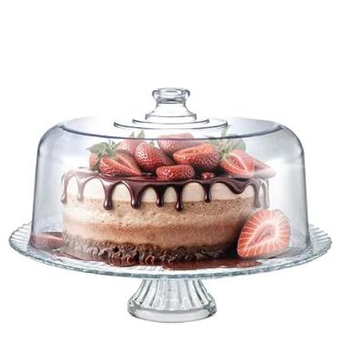 Imagem de Boleira de Vidro 3x1 com Tampa em Acrílico, Suporte para Bolo com Pé - Diamond Viena