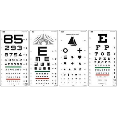 Imagem de KASHSURG Snellen EFP, Kindergarten, Number, E Illiterate with Astigmatic Chart Distance Vision Eye Chart (pacote com 4 tabelas)