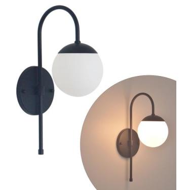 Imagem de Arandela Jabuticaba Curvada Preta c/ globo de vidro. - MV ILUMINACAO, 